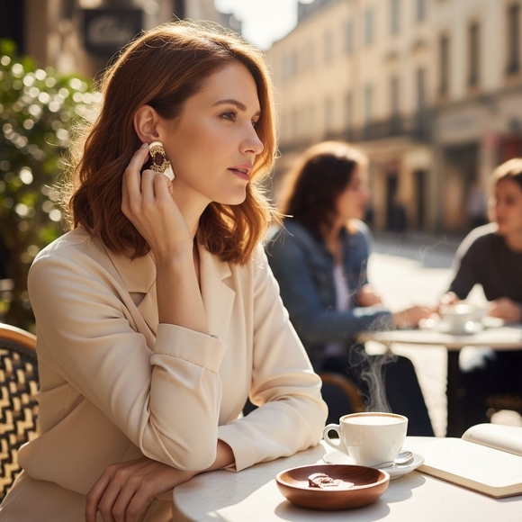 Vintage Duri art deco earrings 1.5" - Picture 3 of 4